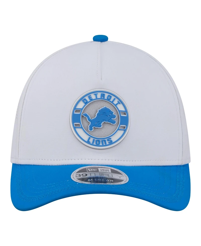 New Era Men's White/Blue Detroit Lions Patch 39THIRTY A-Frame M-Crown Perforated Flex Hat