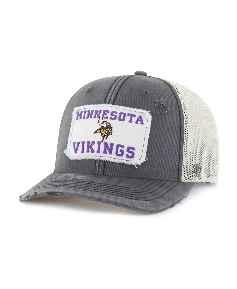 '47 Brand Men's Charcoal Minnesota Vikings Egremont Well-Worn Adjustable Trucker Hat