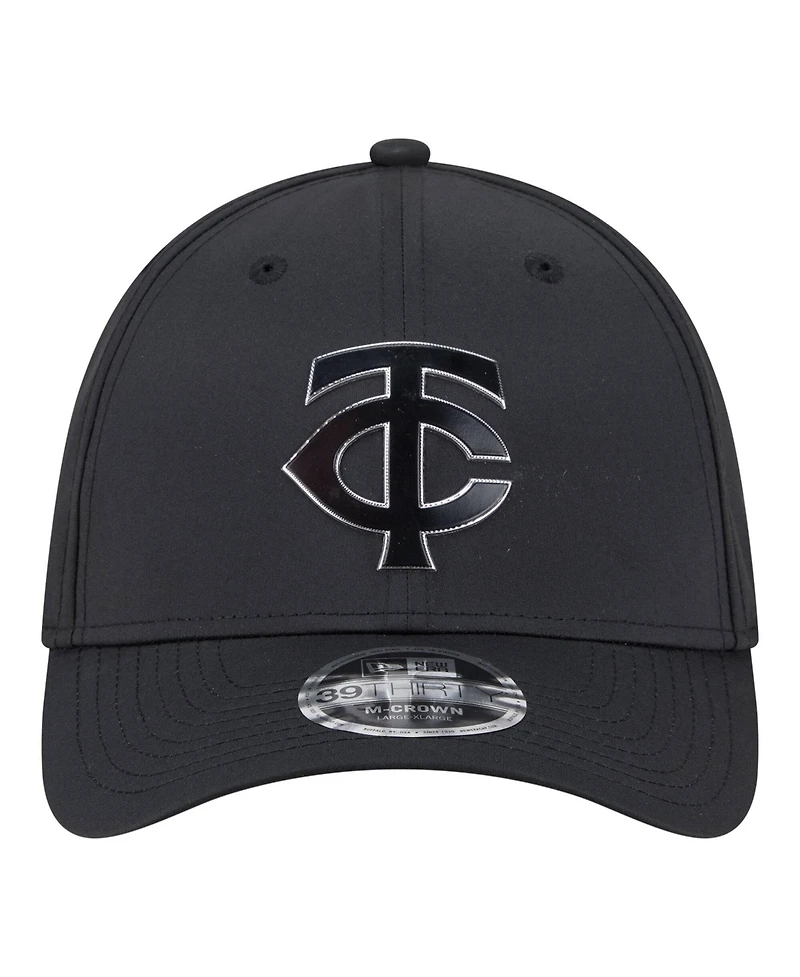 New Era Men's Black Minnesota Twins Metallic 39THIRTY M-Crown Flex Hat