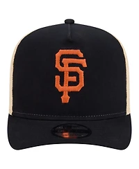New Era Men's Black/Natural San Francisco Giants Grained 9FIFTY A-Frame Trucker Adjustable Hat