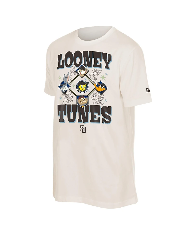 New Era Men's and Women's Cream San Diego Padres Looney Tunes T-Shirt