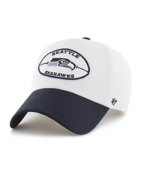 47 Brand Men's Cream/Navy Seattle Seahawks Pique Patch Clean Up Adjustable Hat