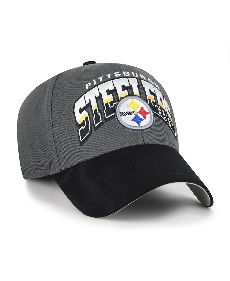 '47 Brand Men's Charcoal Pittsburgh Steelers Split Block Mvp Adjustable Hat