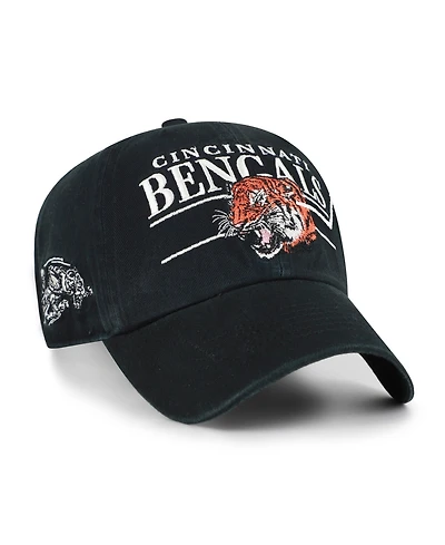 '47 Brand Men's Black Cincinnati Bengals Throwback Graphic Clean Up Adjustable Hat
