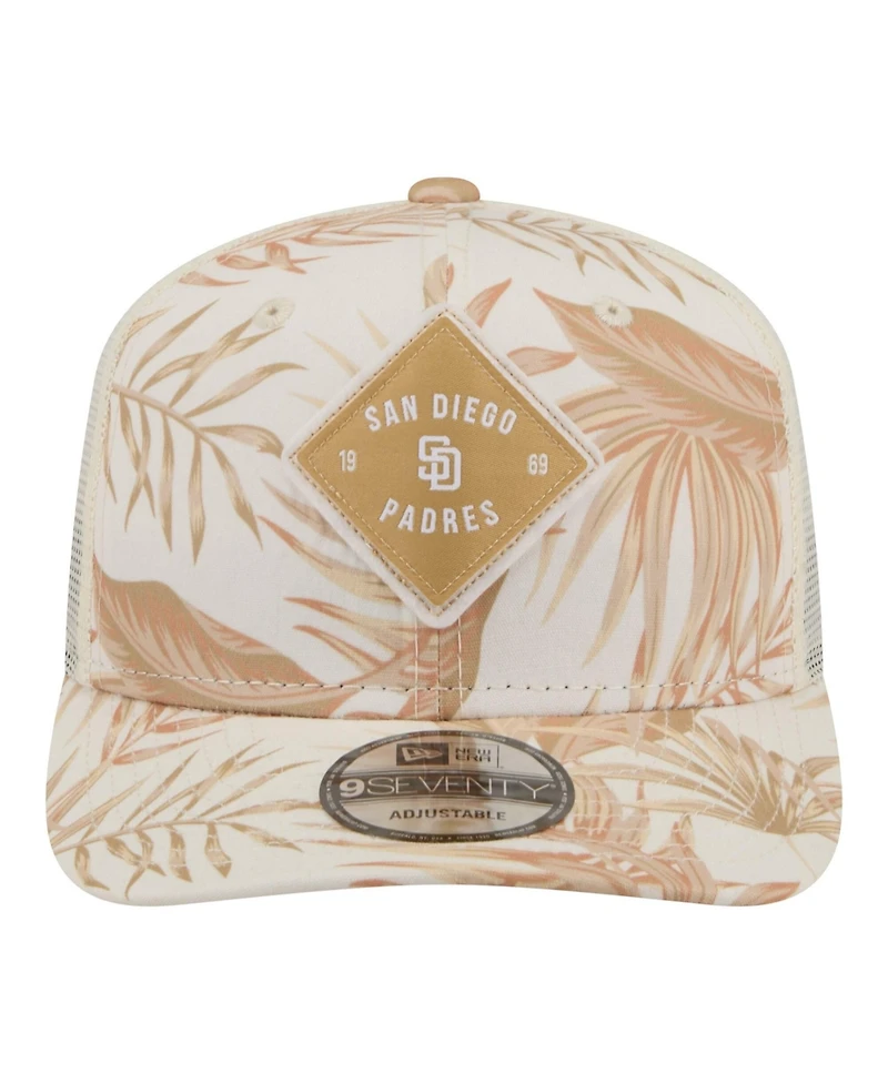 New Era Men's Tan San Diego Padres Tonal Palm Coolera 9SEVENTY Adjustable Trucker Hat