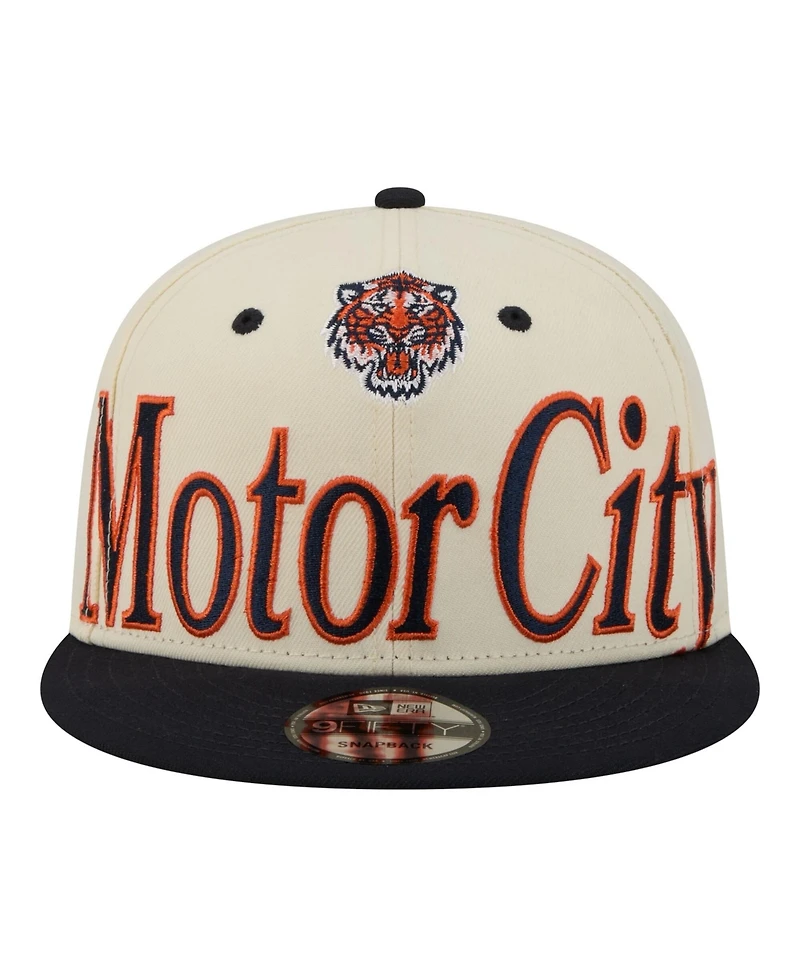 New Era Men's Cream Detroit Tigers Oversized Slogan 9FIFTY Snapback Hat