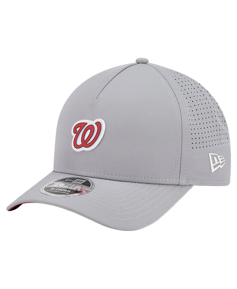 New Era Men's Gray Washington Nationals Micro Logo 9FORTY M-Crown A-Frame Adjustable Hat