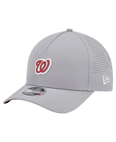 New Era Men's Gray Washington Nationals Micro Logo 9FORTY M-Crown A-Frame Adjustable Hat