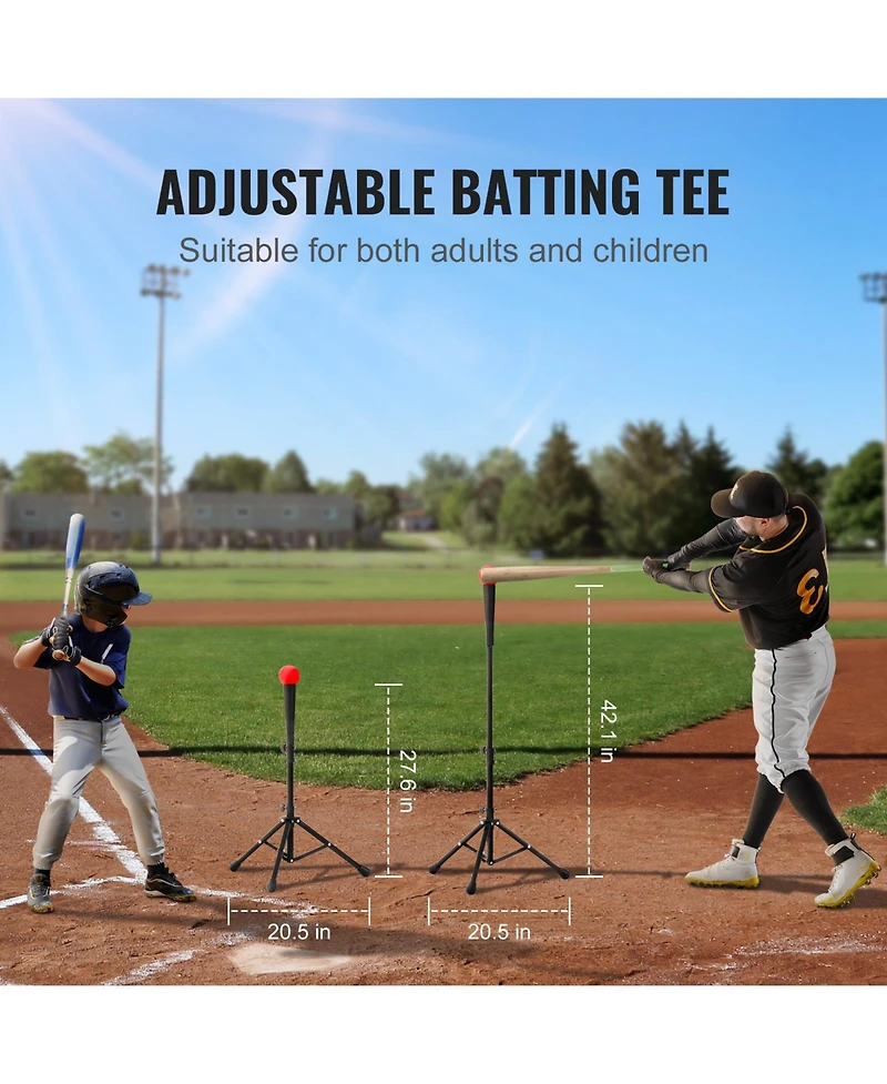 Sugift Baseball Softball Practice Net with Bow Frame Strike Zone Ball Batting Tee Carry Bag