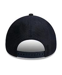 New Era Men's Navy Seattle Mariners Side Script 9FORTY A-Frame Trucker Adjustable Hat