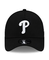 New Era Men's Black Philadelphia Phillies Side Script 9FORTY A-Frame Trucker Adjustable Hat