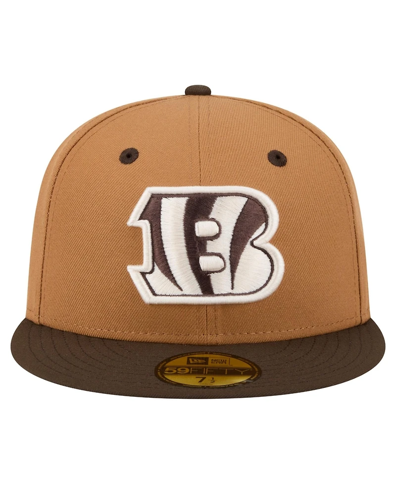 New Era Men's Light Brown/Dark Brown Cincinnati Bengals Two-Tone Walnut 59FIFTY Fitted Hat