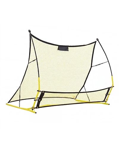 Sugift 2-in-1 Soccer Goal Rebounder Net with Fiberglass Poles and Iron Pipe