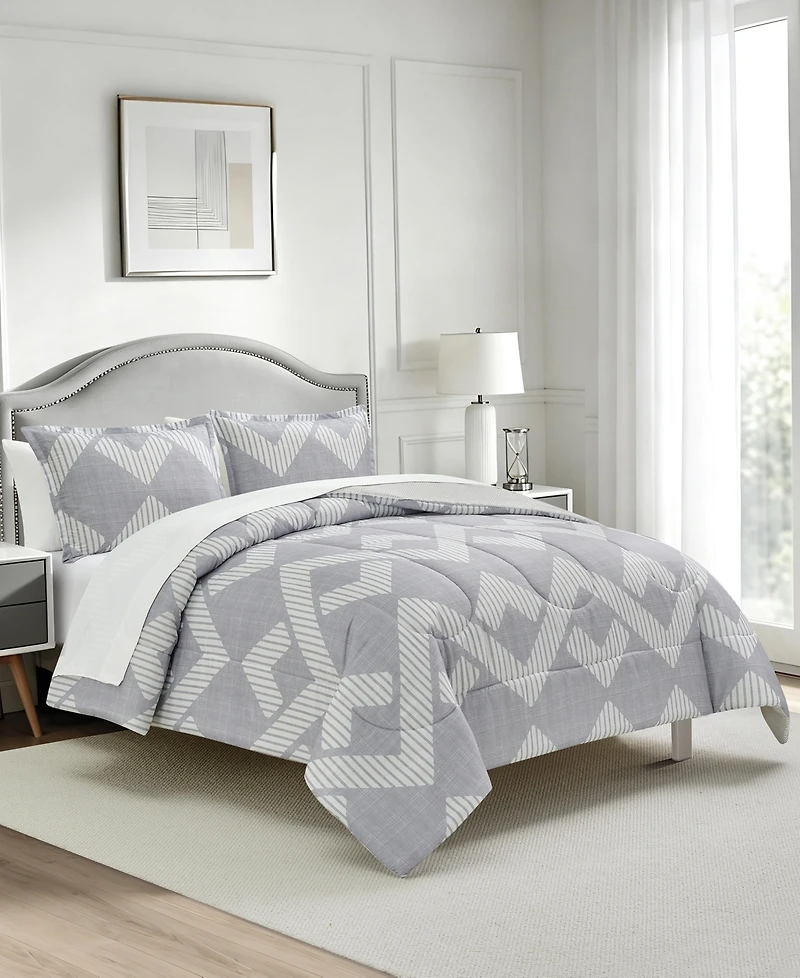 Macy's Colton Geo Reversible Microfiber 3-piece Comforter Set
