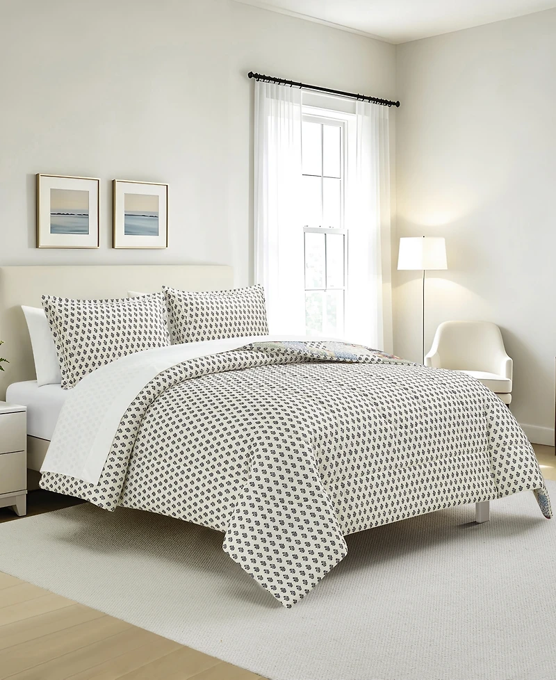Macy's Floral Patch Reversible Microfiber 3-piece Comforter Set