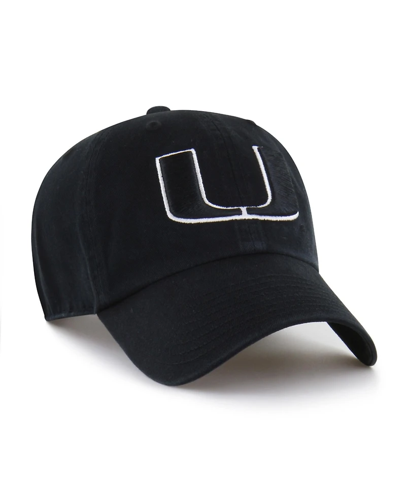 47 Brand Men's Black Miami Hurricanes Clean Up Adjustable Hat