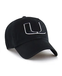 47 Brand Men's Black Miami Hurricanes Clean Up Adjustable Hat