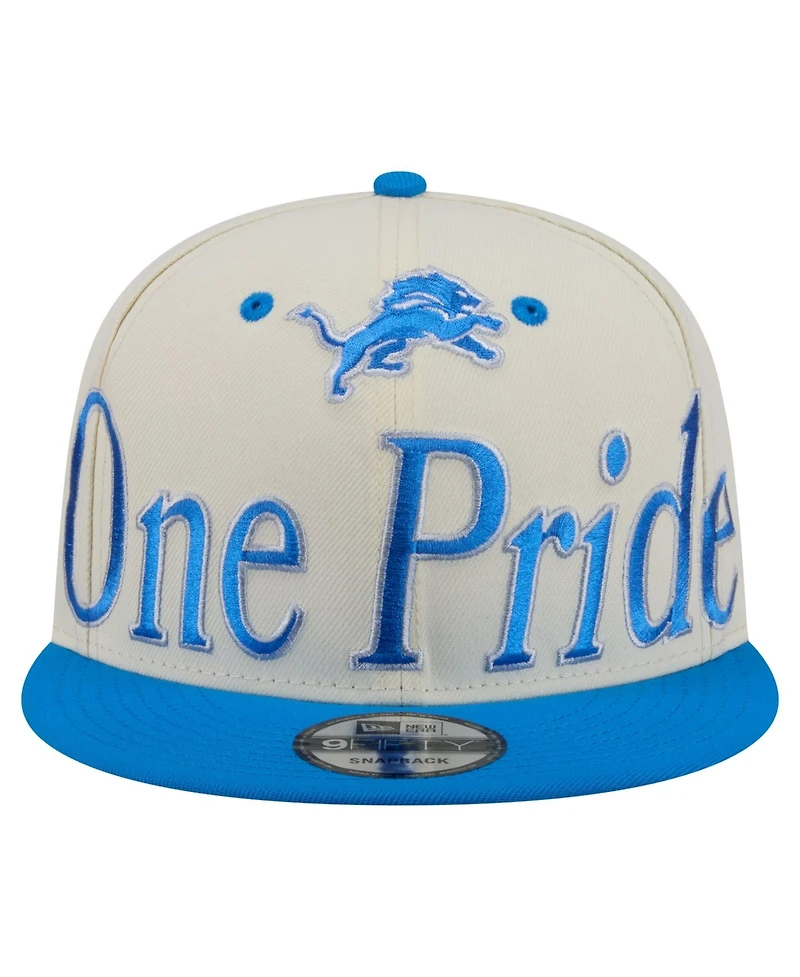 New Era Men's Cream Detroit Lions Oversized Slogan 9FIFTY Snapback Hat