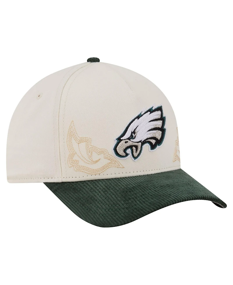 New Era Men's Cream/Midnight Green Philadelphia Eagles Western 9FORTY A-Frame Adjustable Hat