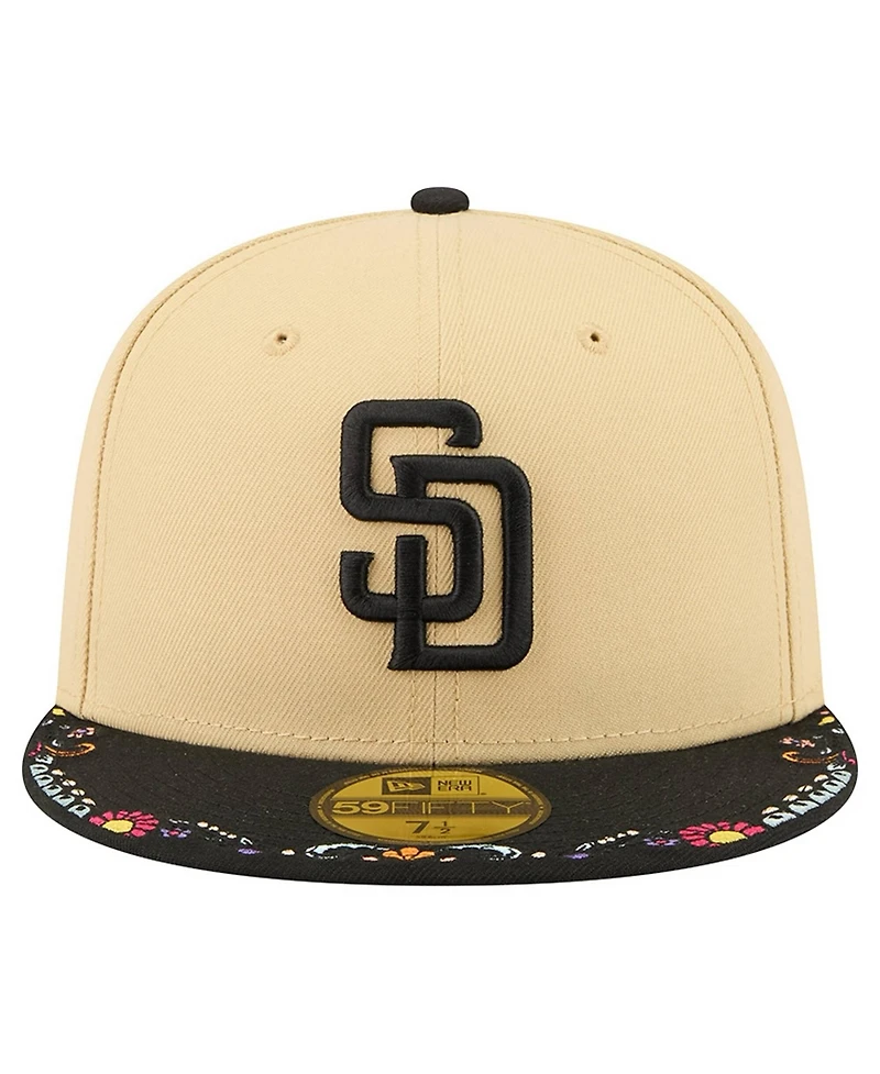 New Era Men's Light Beige San Diego Padres Two-Tone Embroidered Visor 59FIFTY Fitted Hat