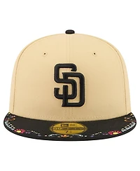 New Era Men's Light Beige San Diego Padres Two-Tone Embroidered Visor 59FIFTY Fitted Hat