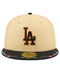 New Era Men's Light Beige Los Angeles Dodgers Two-Tone Embroidered Visor 59FIFTY Fitted Hat