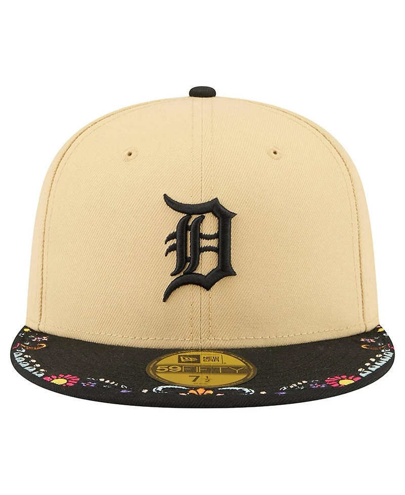 New Era Men's Light Beige Detroit Tigers Two-Tone Embroidered Visor 59FIFTY Fitted Hat