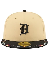 New Era Men's Light Beige Detroit Tigers Two-Tone Embroidered Visor 59FIFTY Fitted Hat