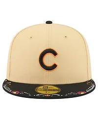 New Era Men's Light Beige Chicago Cubs Two-Tone Embroidered Visor 59FIFTY Fitted Hat