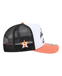 New Era Men's White/Orange Houston Astros Foodie A-Frame 9FIFTY Trucker Snapback Hat