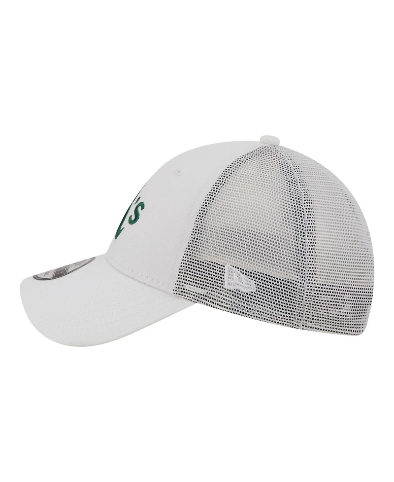New Era Men's White Athletics Flag 9FORTY Trucker Adjustable Hat
