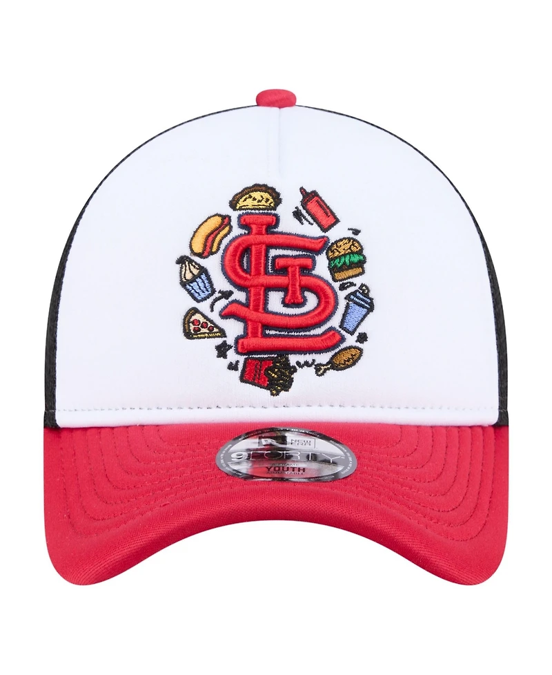 New Era Big Boys and Girls White/Red St. Louis Cardinals Food A-Frame 9FORTY Trucker Adjustable Hat