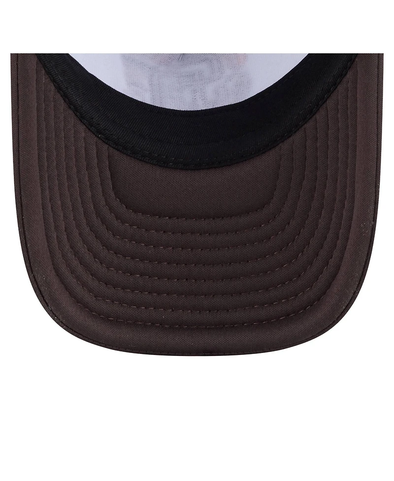 New Era Big Boys and Girls White/Brown San Diego Padres Food A-Frame 9FORTY Trucker Adjustable Hat