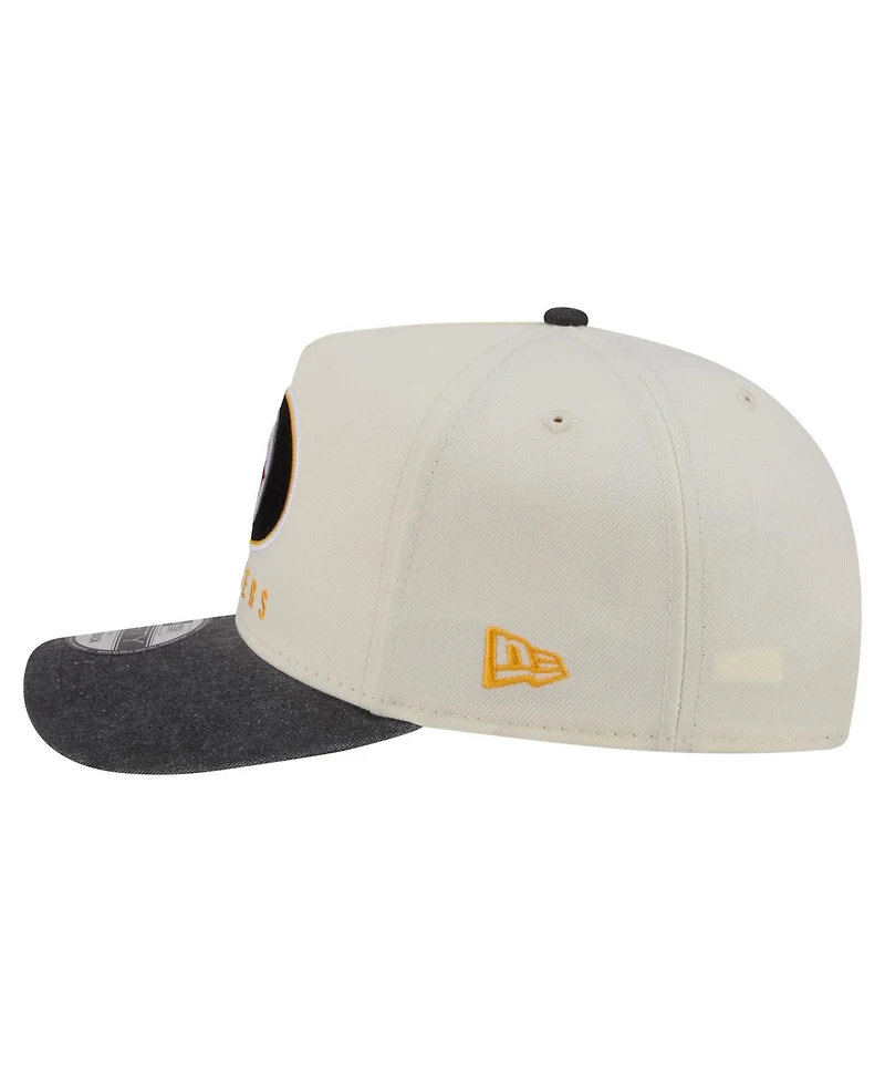 New Era Men's Cream/Black Pittsburgh Steelers Washed A-Frame 9FIFTY Snapback Hat