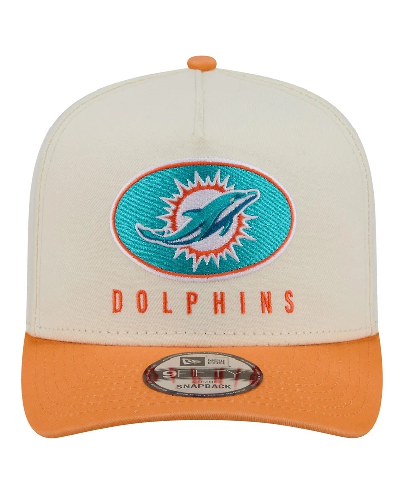 New Era Men's Cream/Orange Miami Dolphins Washed A-Frame 9FIFTY Snapback Hat