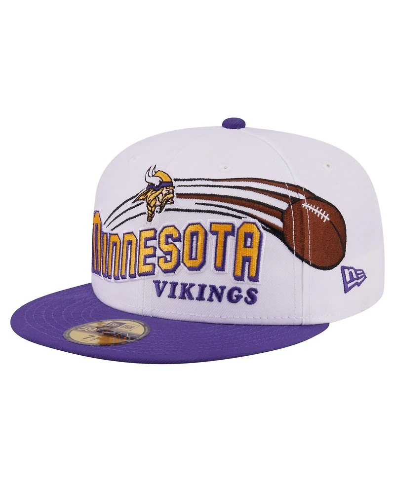 New Era Men's White/Purple Minnesota Vikings Retro Swoop 59FIFTY Fitted Hat