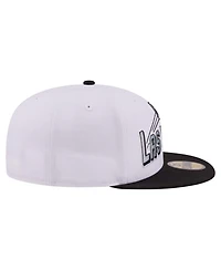 New Era Men's White/Black Las Vegas Raiders Retro Swoop 59FIFTY Fitted Hat