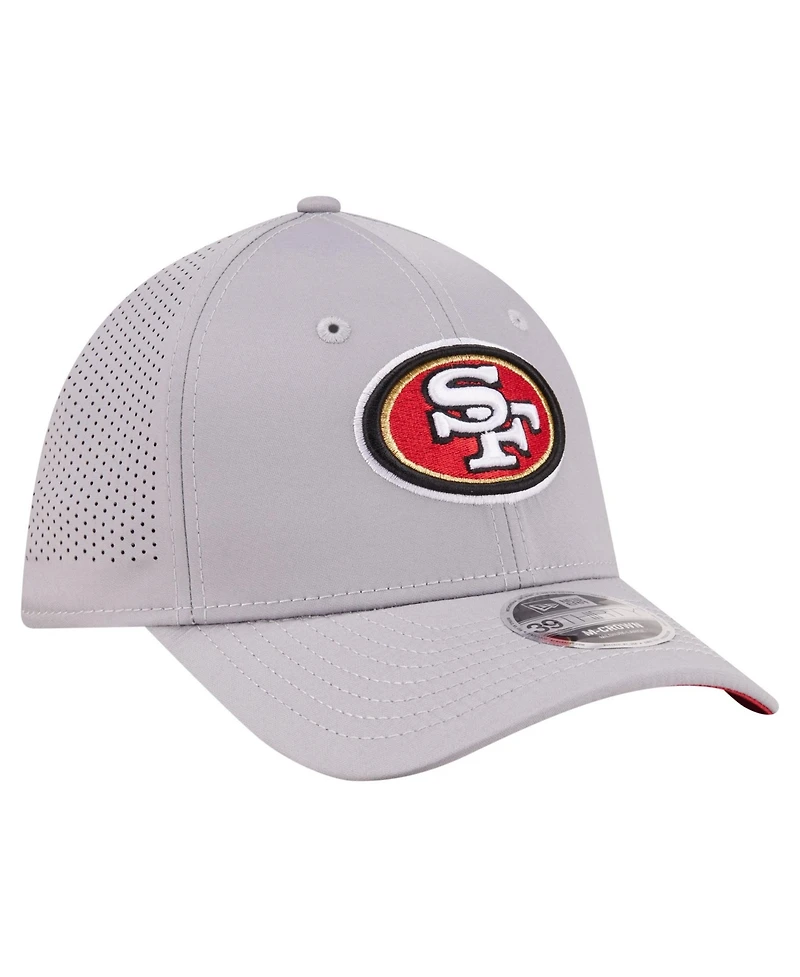 New Era Men's Gray San Francisco 49ers Perforated 39THIRTY M-Crown Flex Hat