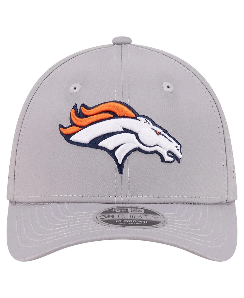 New Era Men's Gray Denver Broncos Perforated 39THIRTY M-Crown Flex Hat