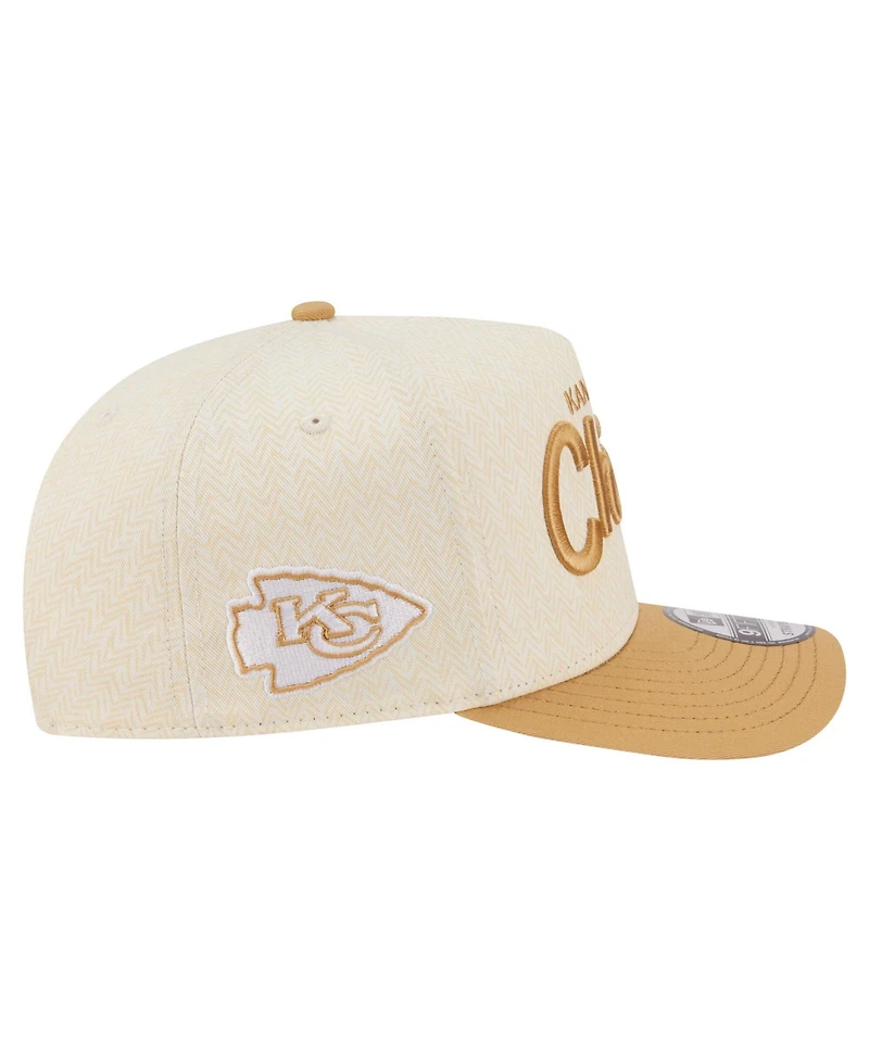 New Era Men's Cream Kansas City Chiefs Herringbone 9FIFTY A-Frame Snapback Hat