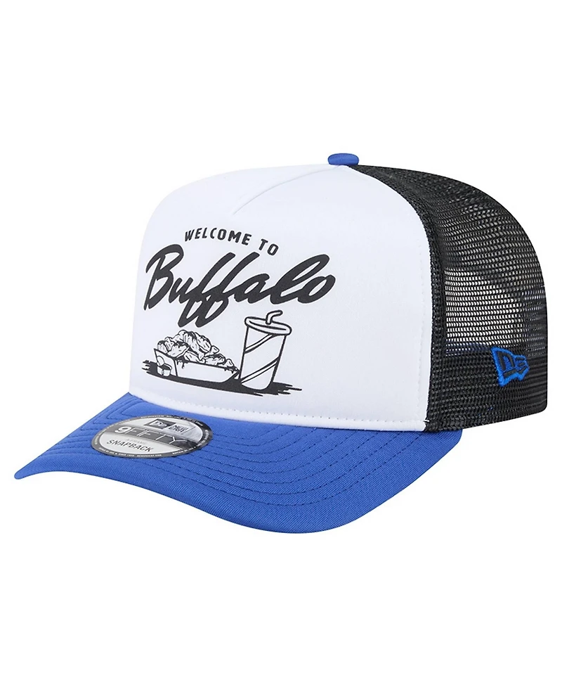 New Era Men's White/Royal Buffalo Bills Foodie 9FIFTY A-Frame Trucker Snapback Hat