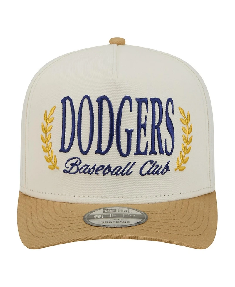 New Era Men's Cream Los Angeles Dodgers Club 9FIFTY A-Frame Snapback Hat