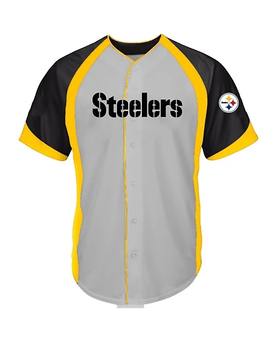 Profile Men's Gray Pittsburgh Steelers Big Tall Button-Up Fashion Top
