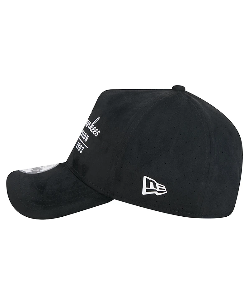 New Era Men's Black New York Yankees Script Text 9FORTY A-Frame Adjustable Hat