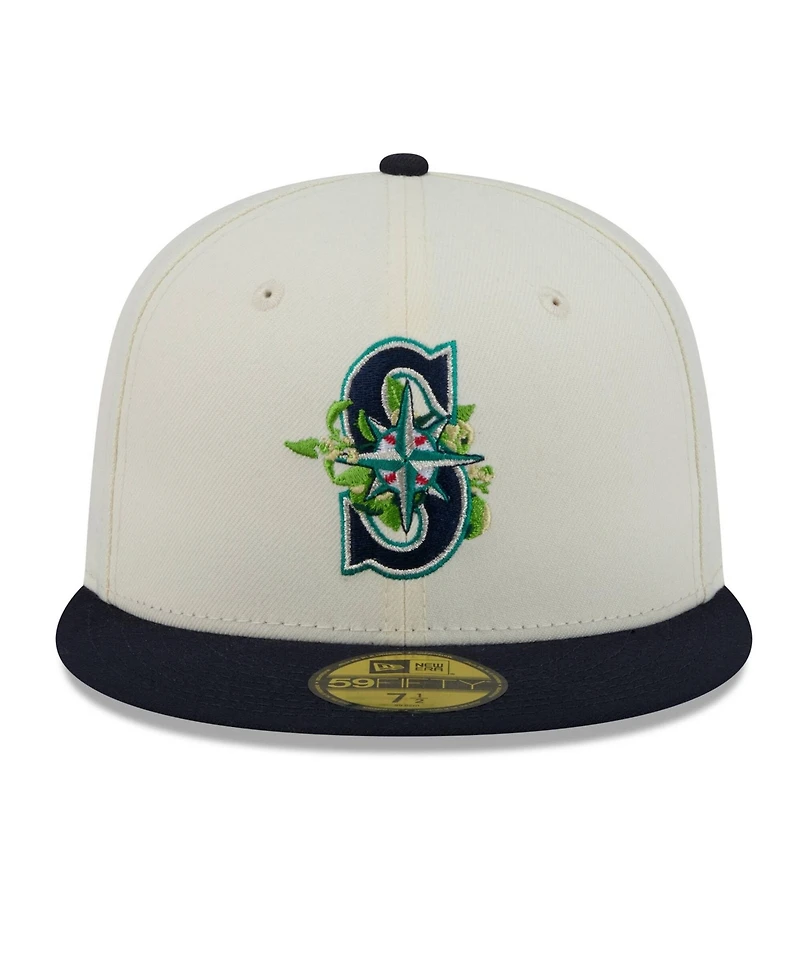 New Era Men's White/Navy Seattle Mariners Blossom 59FIFTY Fitted Hat