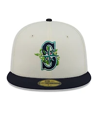 New Era Men's White/Navy Seattle Mariners Blossom 59FIFTY Fitted Hat