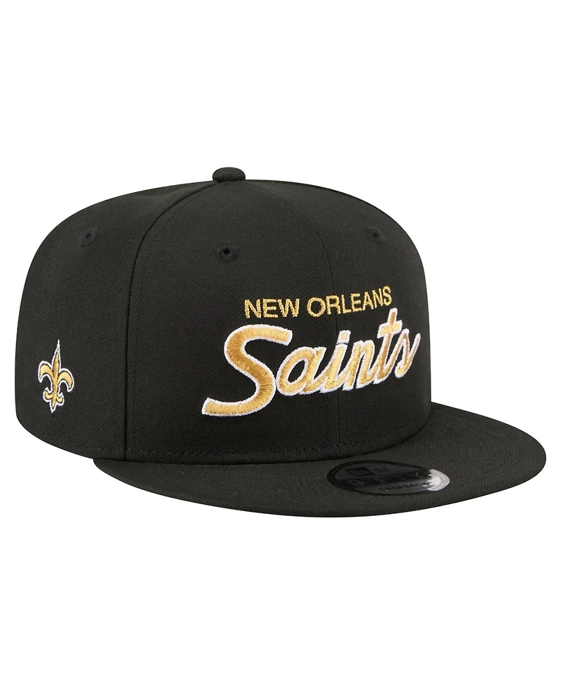 New Era Men's Black New Orleans Saints Core Team Script 9FIFTY Snapback Hat