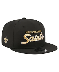 New Era Men's Black New Orleans Saints Core Team Script 9FIFTY Snapback Hat