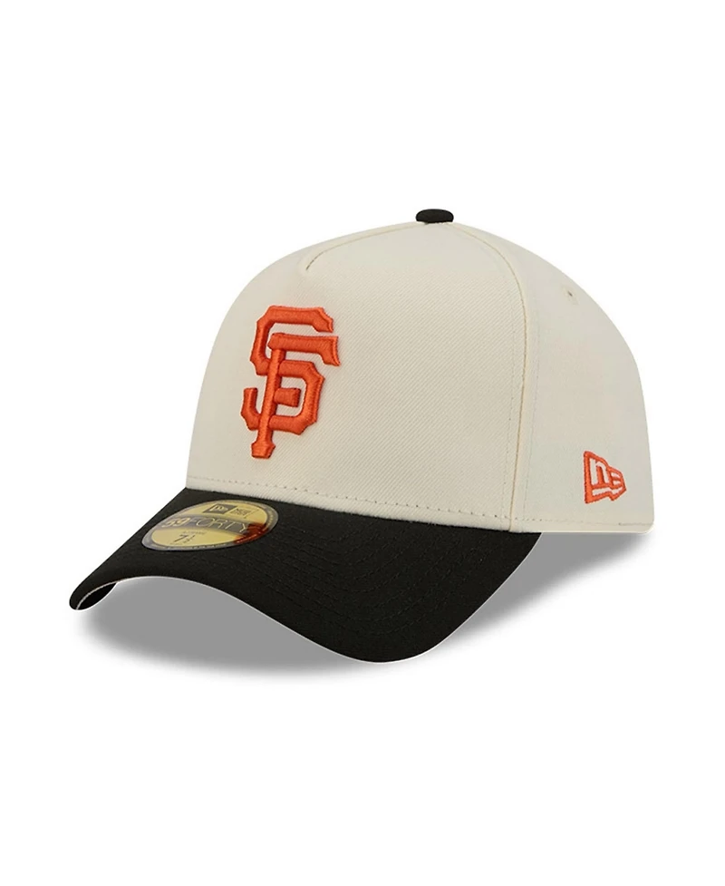 New Era Men's Cream San Francisco Giants Chrome A-Frame 59FORTY Fitted Hat