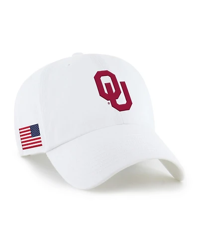 47 Brand Men's White Oklahoma Sooners Americana Heritage Clean Up Adjustable Hat